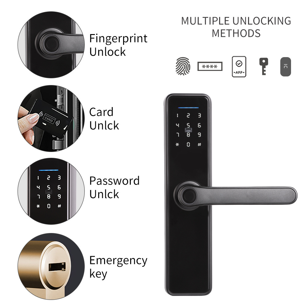 smart WIFI TUYA APP biometric fingerprint door lock top seller handle door lock Digital lock for wooden doors