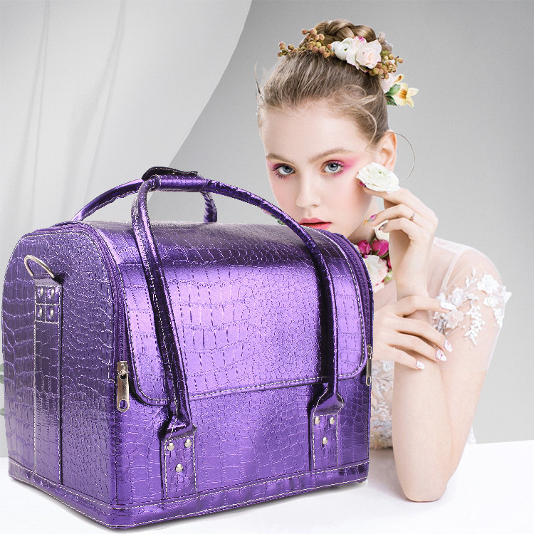 Hot selling fashion textured professional  pattern makeup bag travel case cosmetics case for girls ladies women