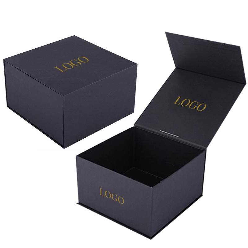 Custom Printed Handmade Luxury Rigid Paper Cardboard Black Simple Empty Magnetic Closure Gift Box