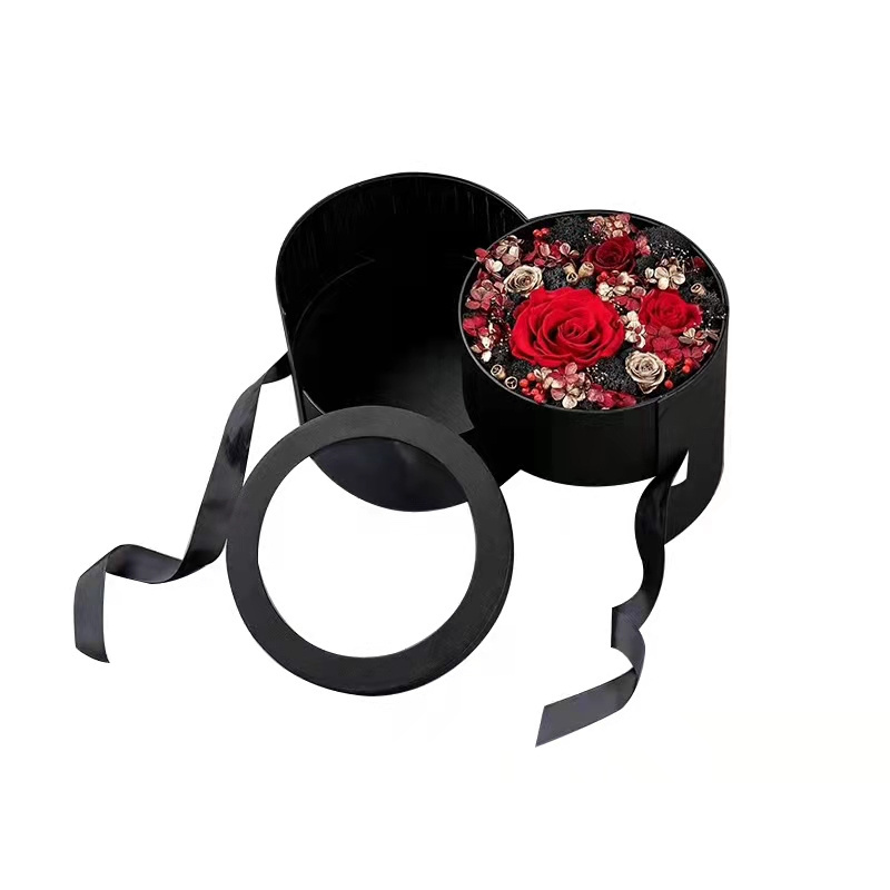 recyclable round flower box with pvc windows  customized shape and size gift box