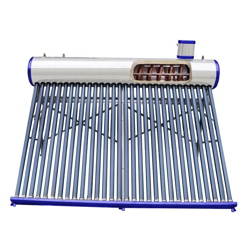 Manufacturer Price Preheated Solar Water Heater Evacuated Tube Stainless Steel Pressurized Home 100 Plastic CB Blue Freestanding