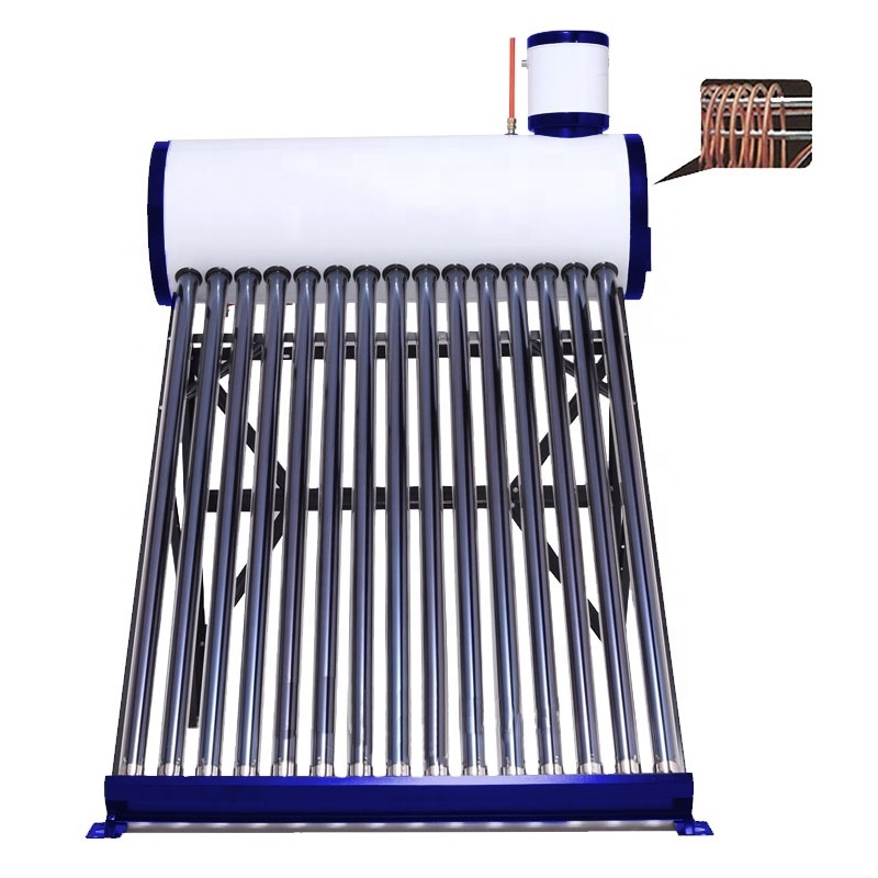 Manufacturer Price Preheated Solar Water Heater Evacuated Tube Stainless Steel Pressurized Home 100 Plastic CB Blue Freestanding