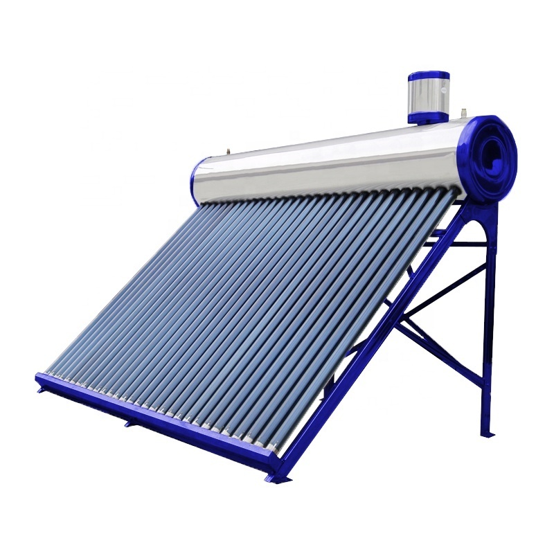 Manufacturer Price Preheated Solar Water Heater Evacuated Tube Stainless Steel Pressurized Home 100 Plastic CB Blue Freestanding