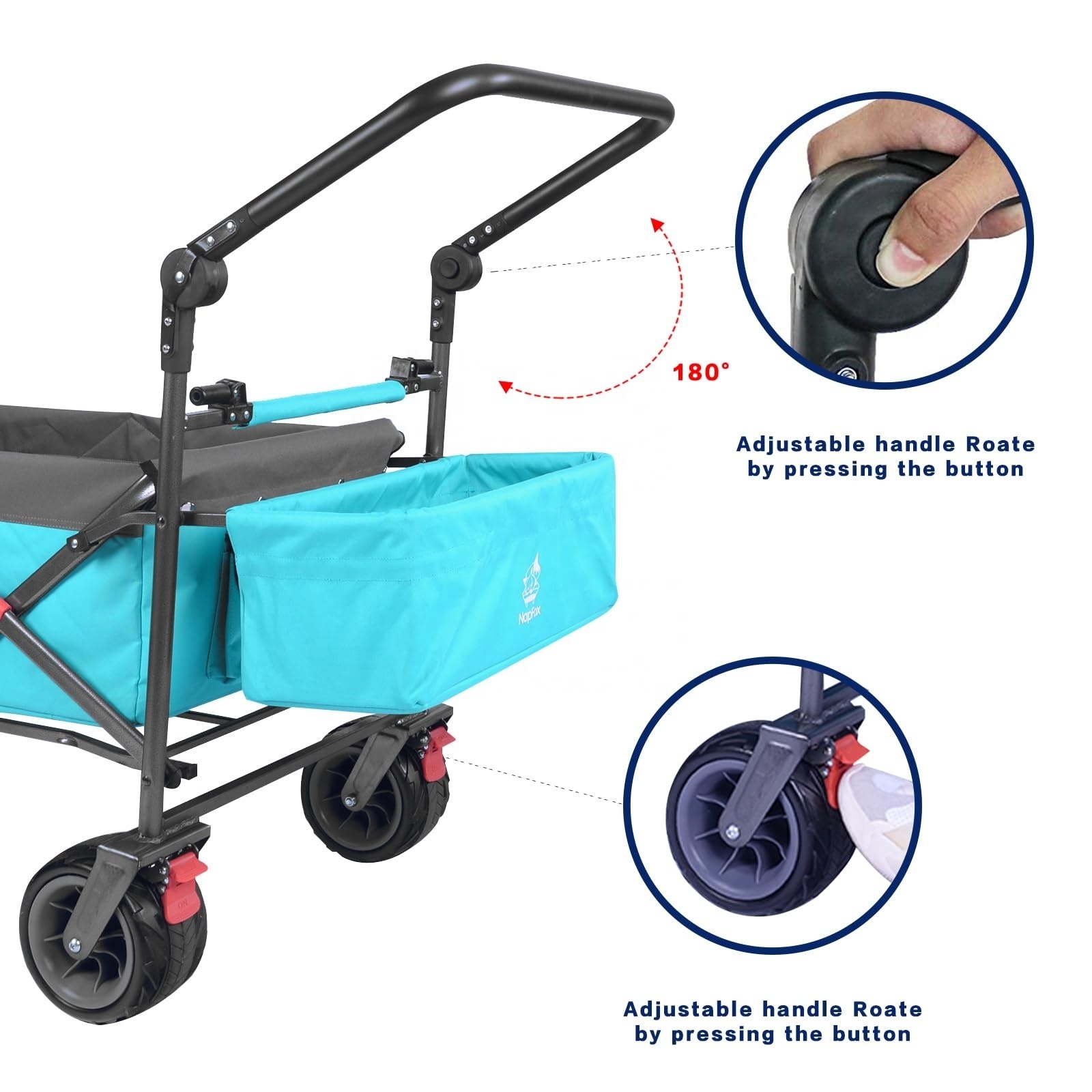 Collapsible Folding Wagon Cart Utility Garden Service Wheel Folding Wagon Cart Large Capacity Foldable Sport Wagon With Wheels