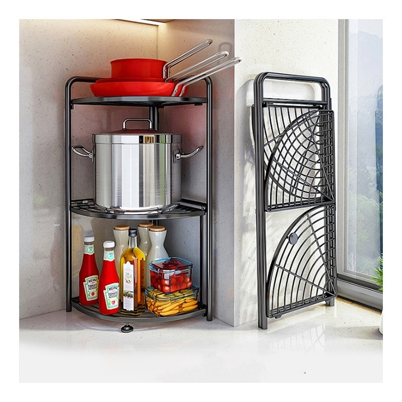 Folding Metal Shelf Small Space Solution No Assembly Home Kitchen Bathroom Office  Corner Shelf