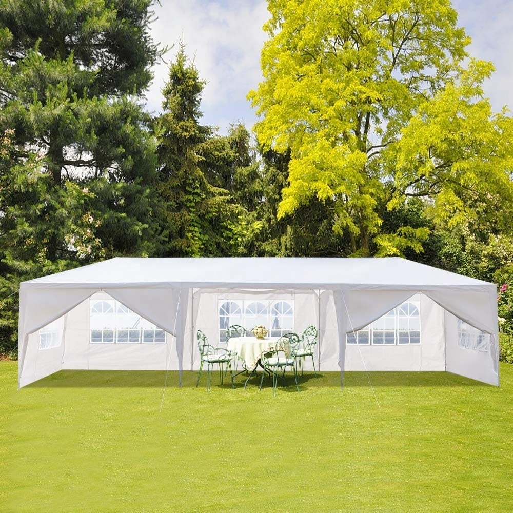 10' x 30' Outdoor Gazebo Weather Protection Heavy Duty Pop Up Canopy Party Tent with 4 Removable Sidewalls and Carry Bag