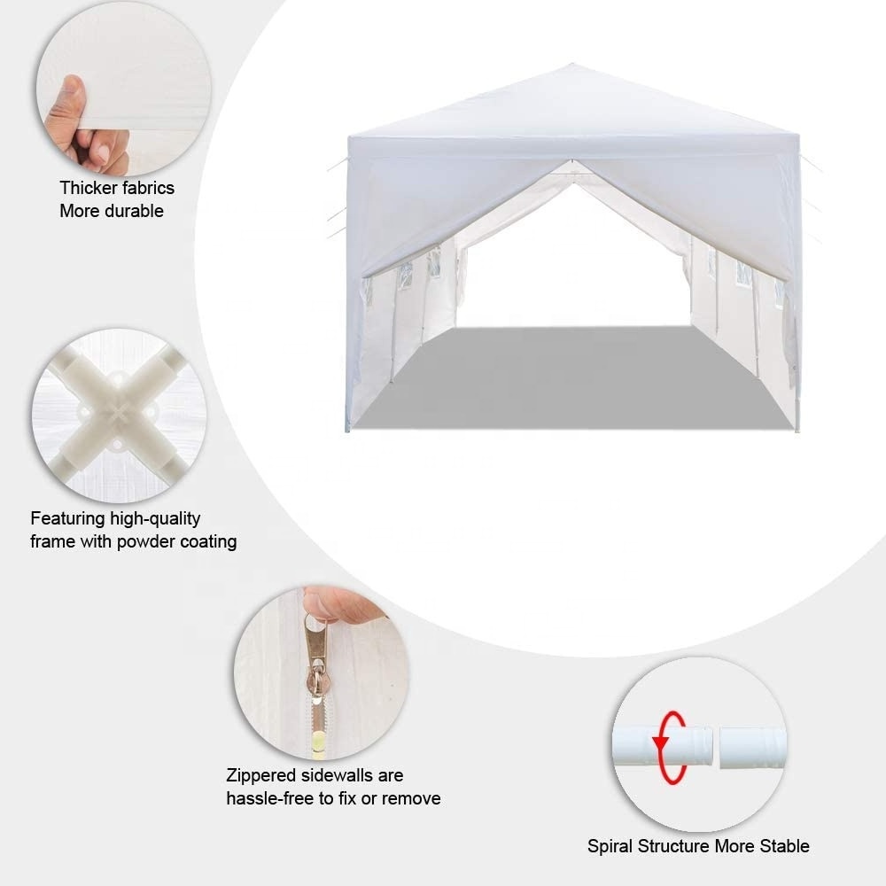 10' x 30' Outdoor Party Wedding Tent Canopy Camping Gazebo Storage BBQ Shelter Pavilion with 7 Removable Sidewalls