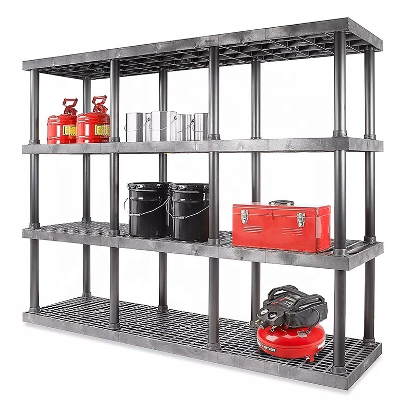 Heavy Duty 5 Level Garage Freestanding Storage Stackable Plastic Shelving