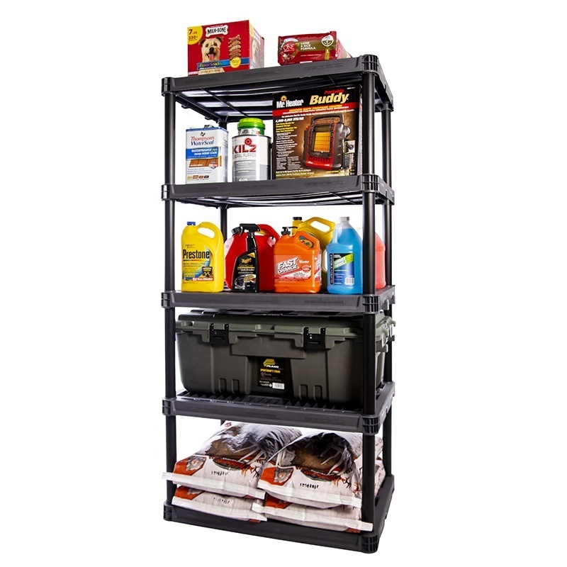 Heavy Duty 5 Level Garage Freestanding Storage Stackable Plastic Shelving