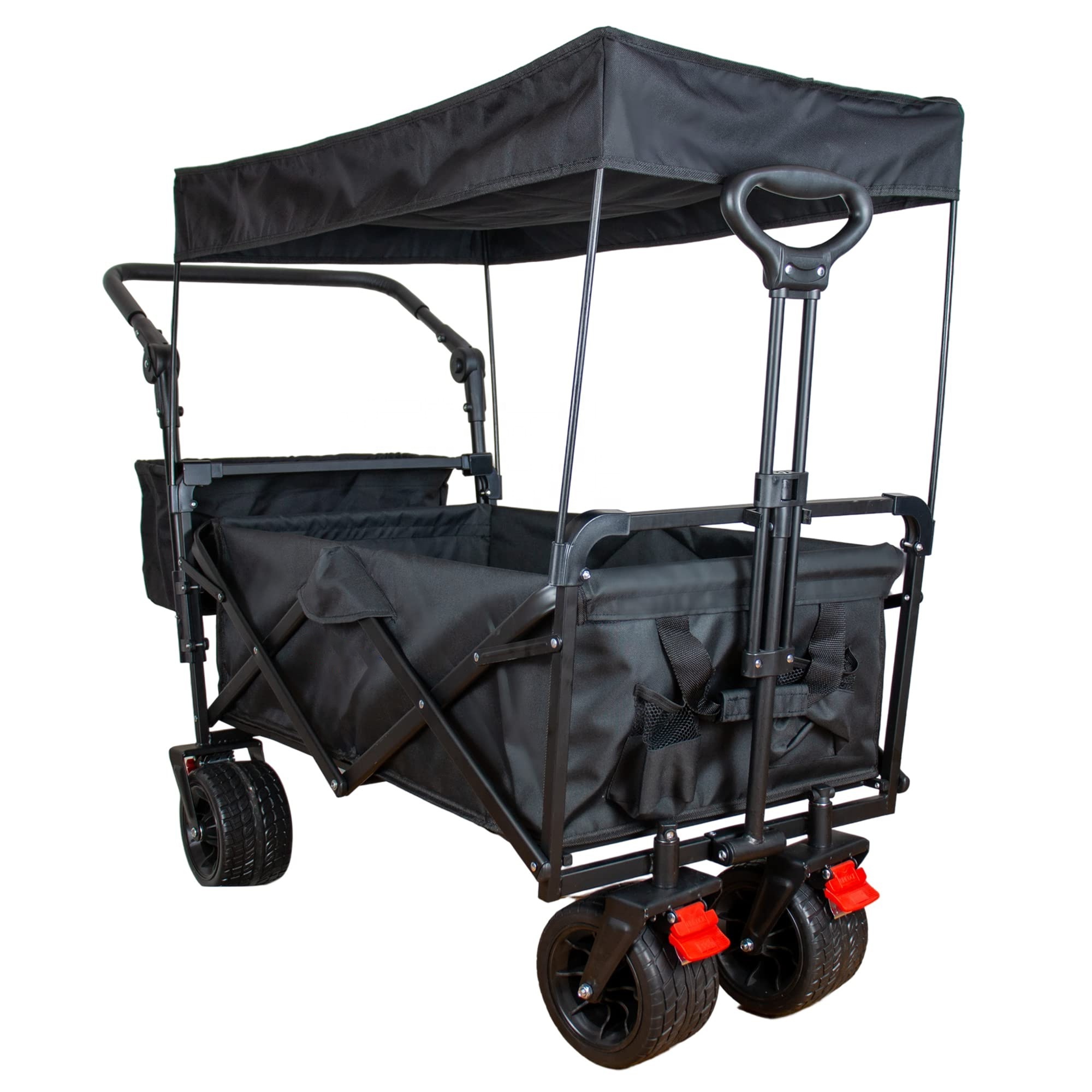 Collapsible Folding Outdoor Utility Garden Wagon Trolley Camping Portable Adjustable Wagon Cart With Canopy