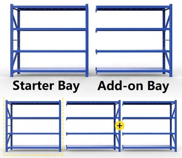 Heavy Duty Metal Garage Shelving Industrial Shelves 4 Tier Boltless Durable Shelves Warehouse Longspan Rack