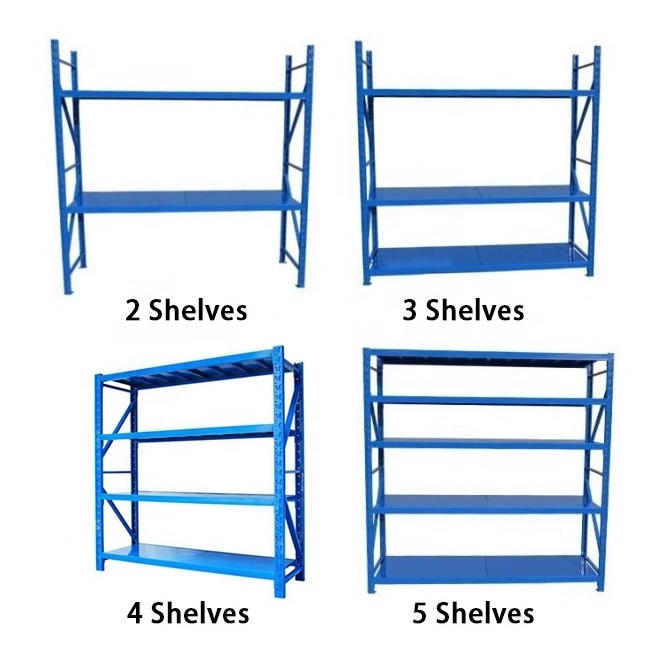 Easy-Install Height Adjustable Heavy Duty 4 Layers Industrial Iron Shelf Warehouse Stackable Metal Shelves For The Garage