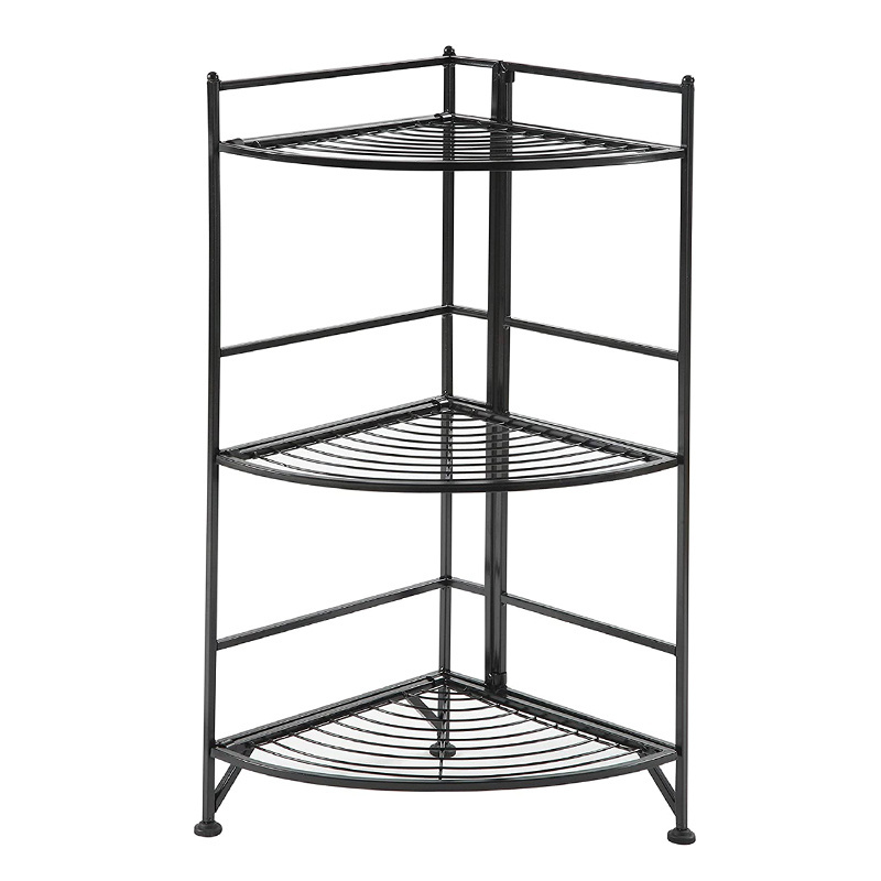 Home Furniture Lightweight Bathroom Kitchen Corner Folding Shelf Rack Space Saving Metal Stackable Foldable Display Shelves