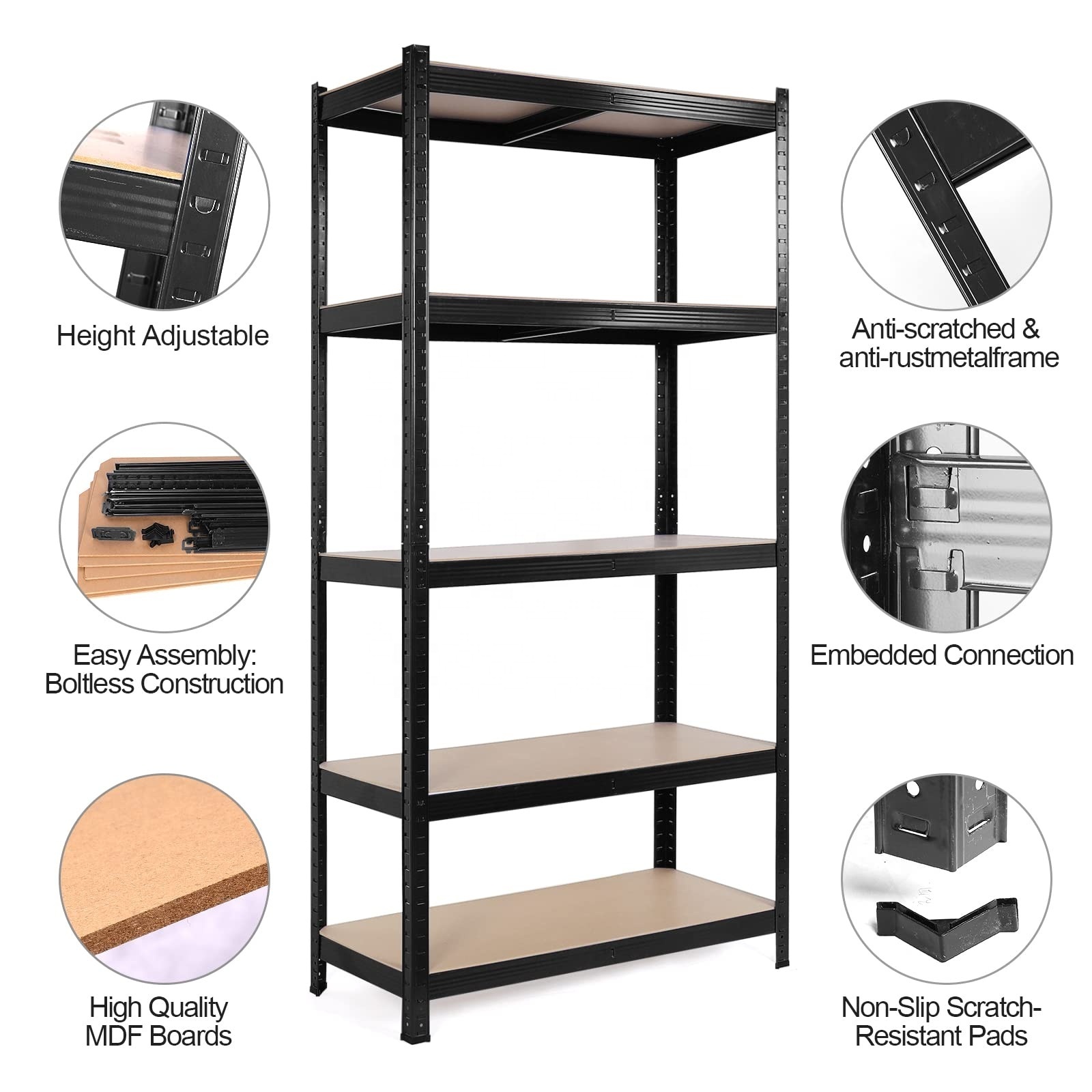 Estantes De 5 Layer Heavy Duty Boltless Rack Shelves Industrial Galvanized Steel Storage Metal Shelf Rack For Garage