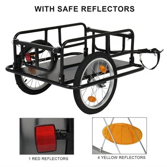 Multi-Purpose Iron Frame Transportation Folding Farm Quad Bike With Trailer Anti-Rust Collapsible Mini Trailer For Bicycle