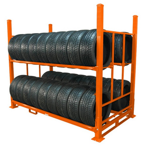 Corrosion Protection Industrial Folding Detachable Portable Metal Tire Stacking Racks Adjustable Tire Stacking Racks