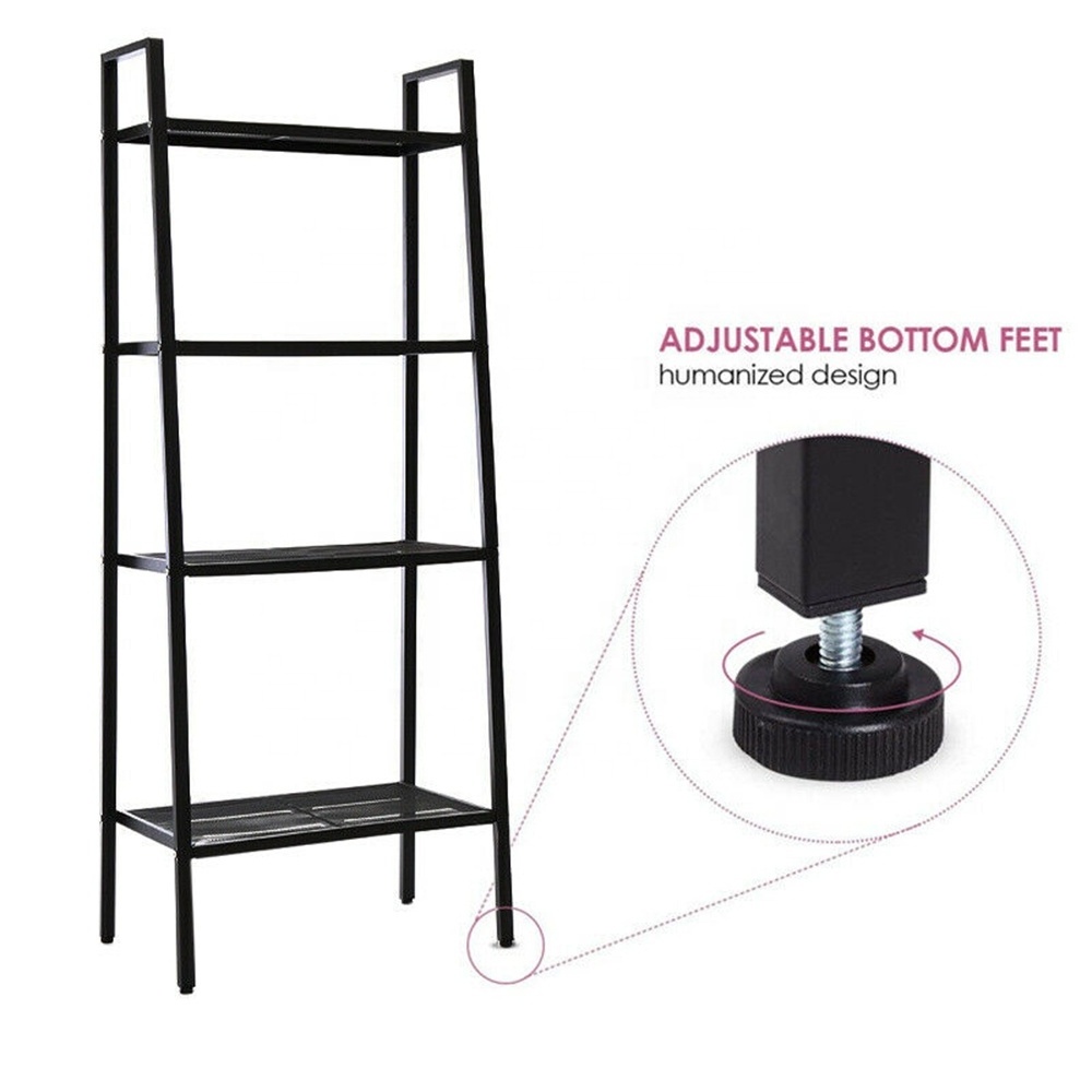 4 Tier Metal Ladder Book Shelf for Living Room Kitchen Office