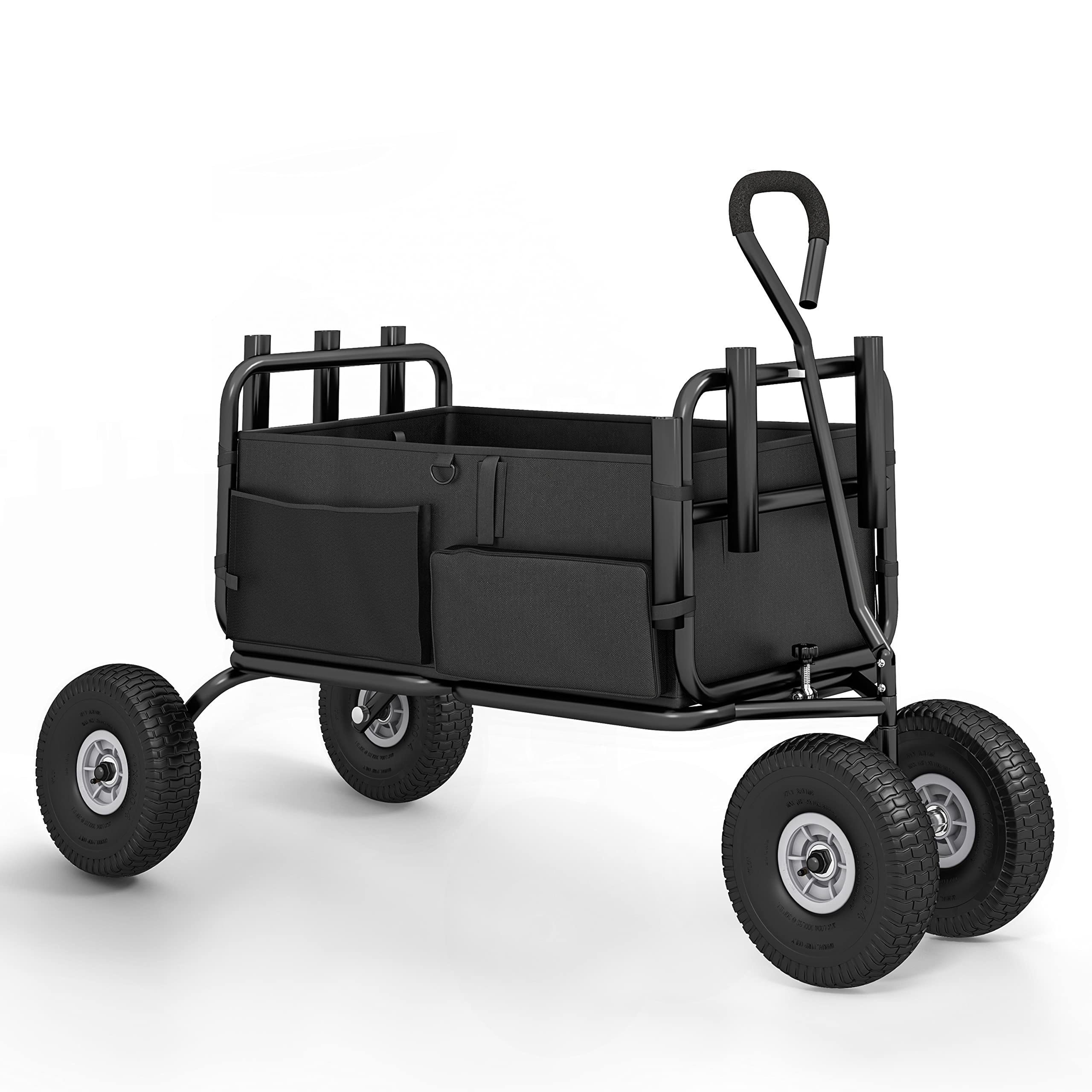 Fishing Wagon Heavy Duty Folding Frame Carts Trolley All-Terrain 550lbs Load Beach Fishing Cart