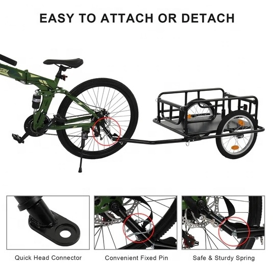 Multi-Purpose Iron Frame Transportation Folding Farm Quad Bike With Trailer Anti-Rust Collapsible Mini Trailer For Bicycle