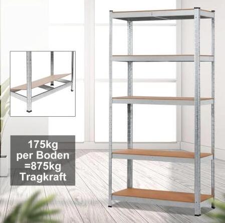 Galvanized Storage Shelves Steel MDF Boltless CONVERTS TO WORKBENCH Silver 170x75x30cm Storage Racks shelving units