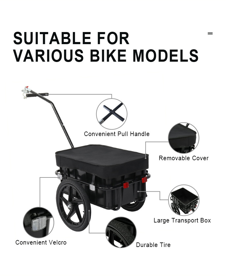 Multi Purpose Attachment Transportation Easy Installation Lightweight Cargo Bike Camper Trailer For Quad Bike