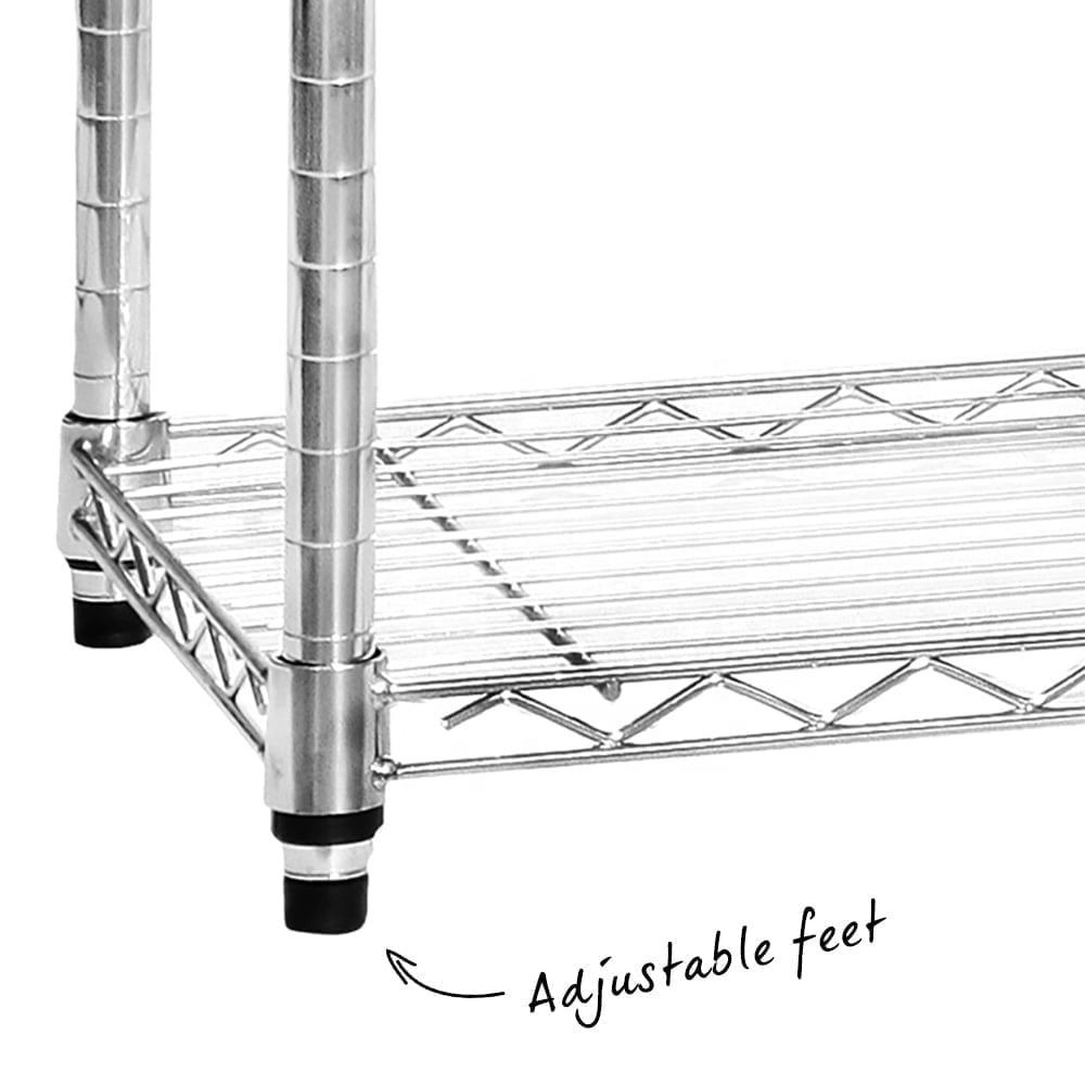 Heavy Duty Movable Chrome Wire Rack 4 Tier Shelf Adjustable Steel Chrome Racking Wire Shelving