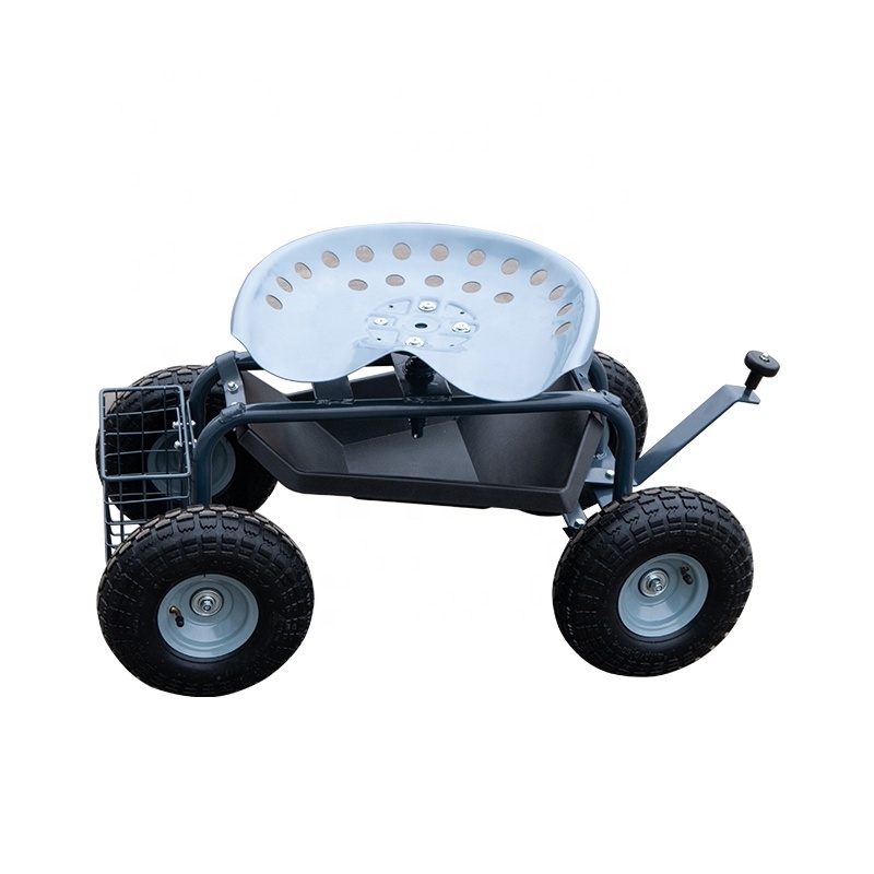 Lightweight Metal Frame Stackable Rolling Garden Seat Cart Tool Storage metal Movable 4 Wheeled Gardening Seat