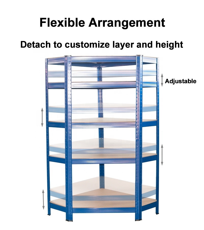 Customizable Industrial Heavy Duty Stackable Boltless Metal Racking System Warehouse Garage Adjustable Storage Corner Rack