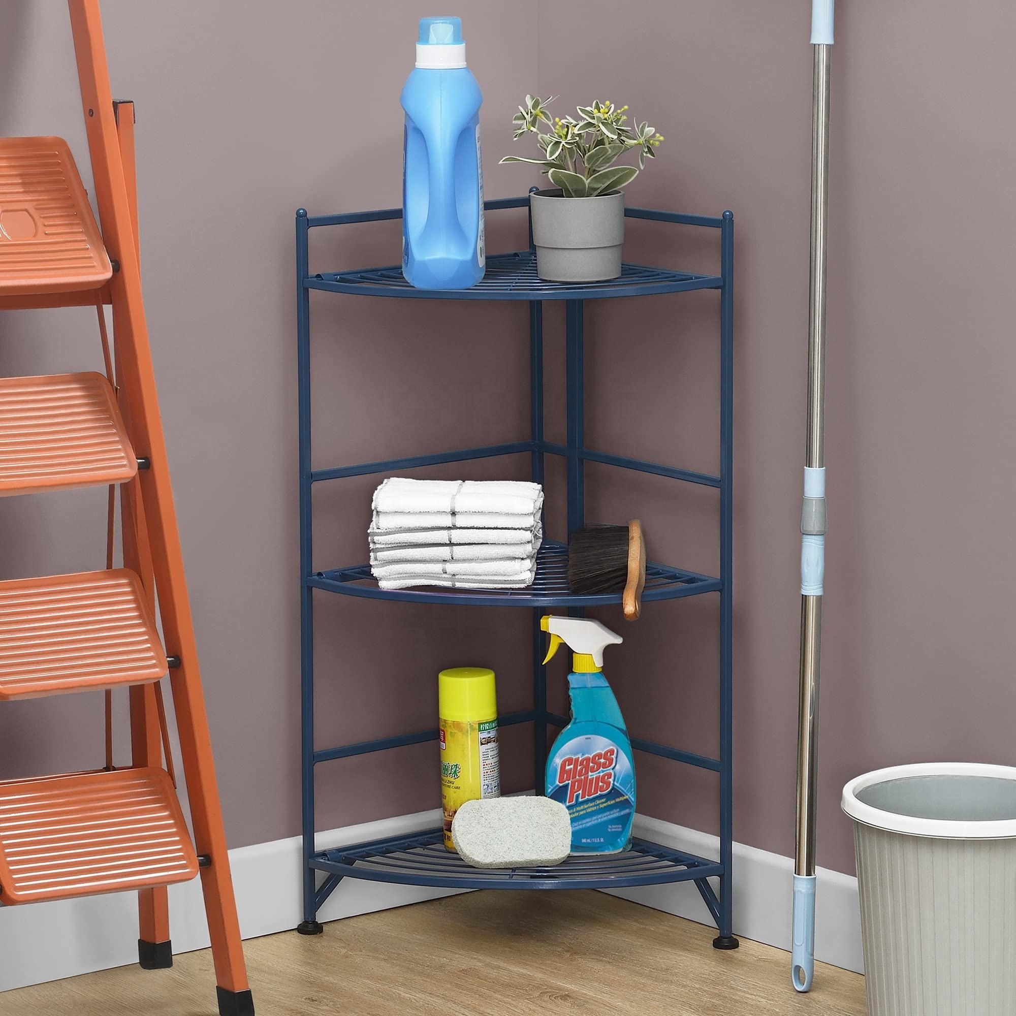 Multifunctional Household Kitchen Metal Wire Rack Storage Corner Stand Stainless Steel Bathroom Folding Shelves Shelf