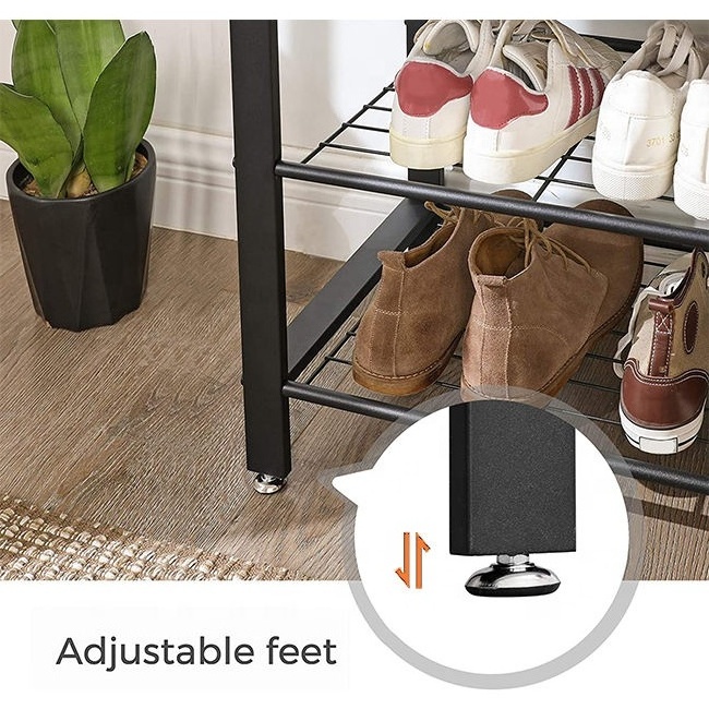 Modern Household 3 In 1 Free Standing Entry Hallway Coat Rack Entryway Hooks Metal Stand Coat Rack With Shoe Bench