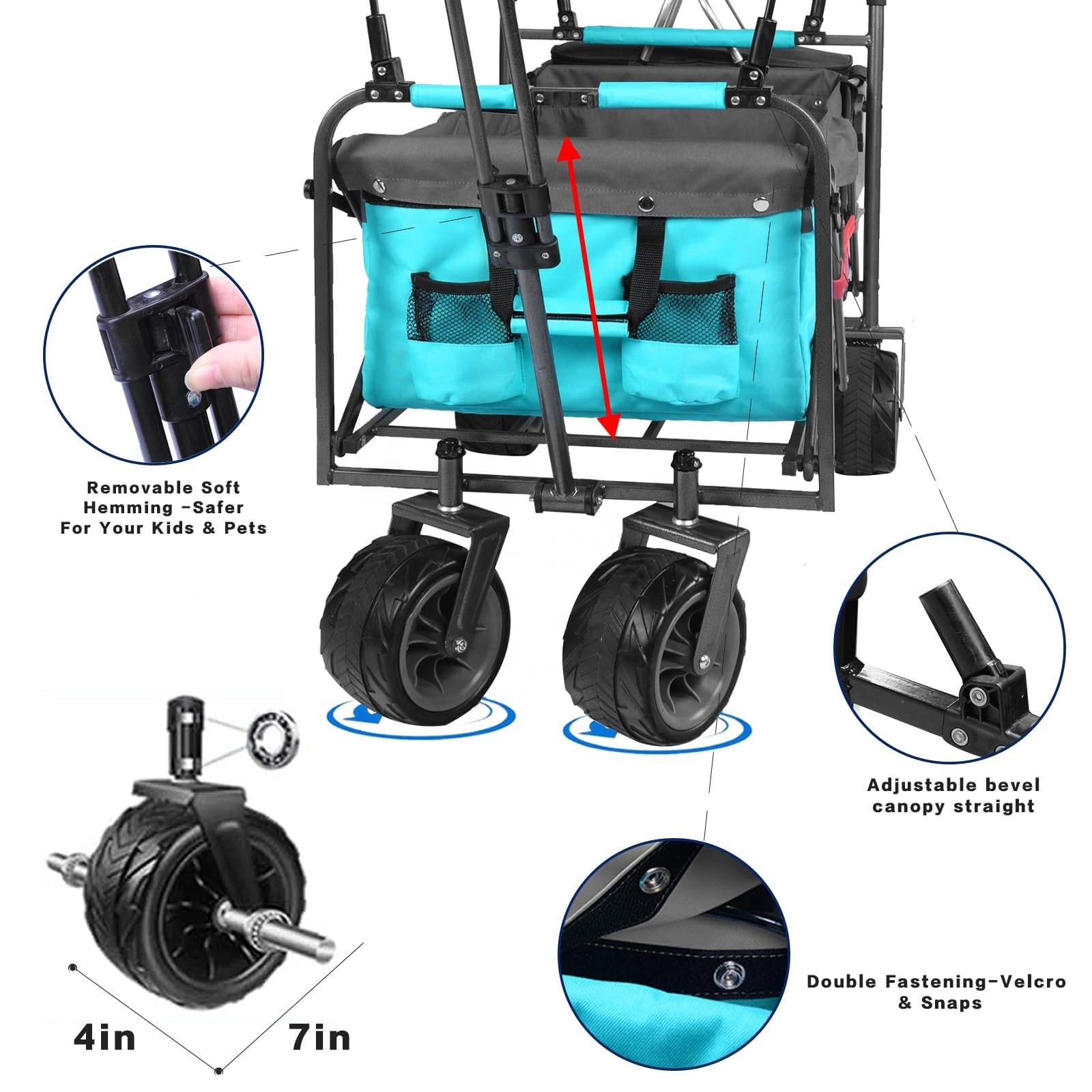 Collapsible Folding Wagon Cart Utility Garden Service Wheel Folding Wagon Cart Large Capacity Foldable Sport Wagon With Wheels