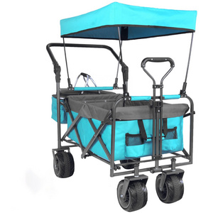 Collapsible Folding Wagon Cart Utility Garden Service Wheel Folding Wagon Cart Large Capacity Foldable Sport Wagon With Wheels