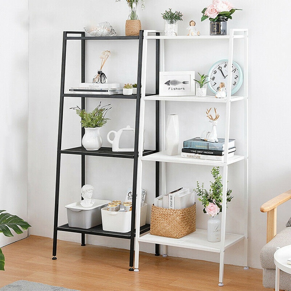 4 Tier Metal Ladder Book Shelf for Living Room Kitchen Office