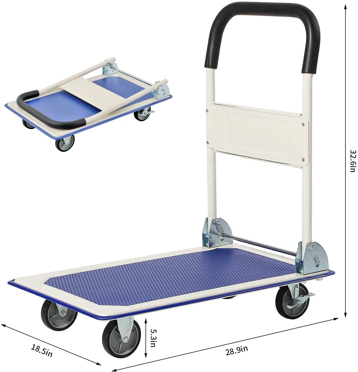 Industrial Garage Hand Trolley Truck Dolly Rolling Portable Platform Trolley Cart Metal Warehouse Trolley Platform