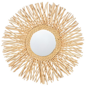 New Arrival Customized Sunburst Wall Mirror Rattan and Wooden Wicker Set for Home Wall Decoration for Hanging Application