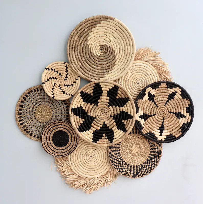 Natural Products Wall Hanging Seagrass Baskets Set Decor Boho Rattan Corn Husk Fruit Placemat Home Decoration Made In Vietnam