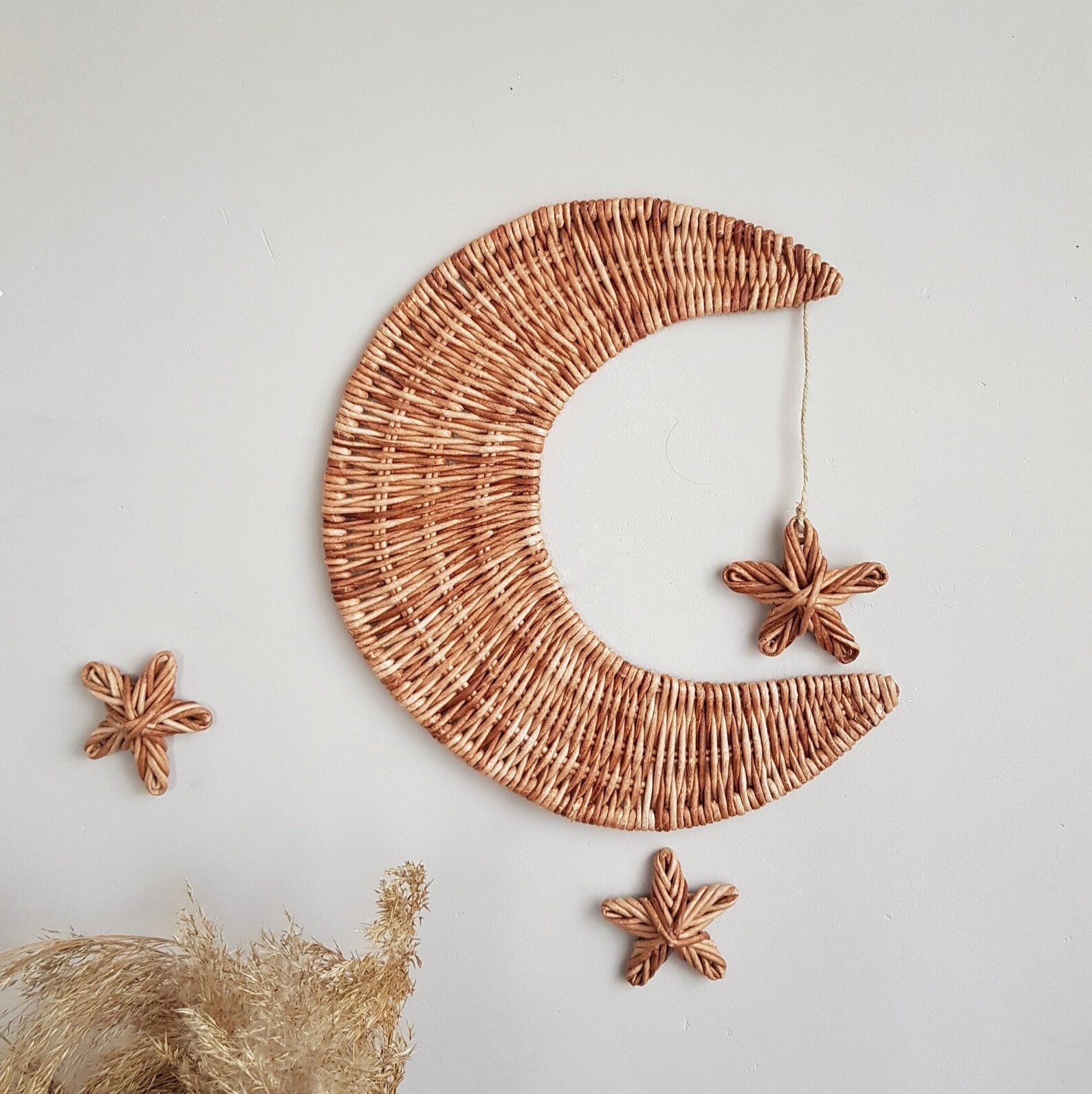 Natural Jungle Round Wood Rattan wall Hanging Decor Wall Art Living Room Interior Home Decorations western nordic boho decor