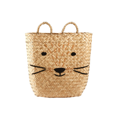 HOT PRODUCT Natural woven seagrass storage basket with cute cat shape convenient durable eco-friendly storage made in Vietnam