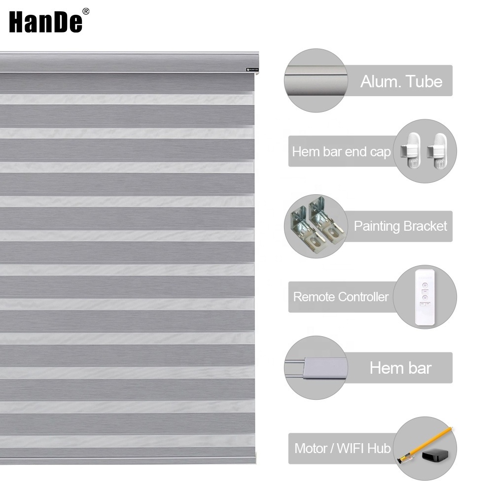 High quality smart motorized day and night zebra roller blinds curtain fabric shades zebra window blinds