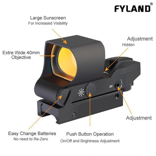 Hot Sale FYLAND HD 108 Holographic Sight Electronic Switch Reflex Red dot Sight Tactical Light