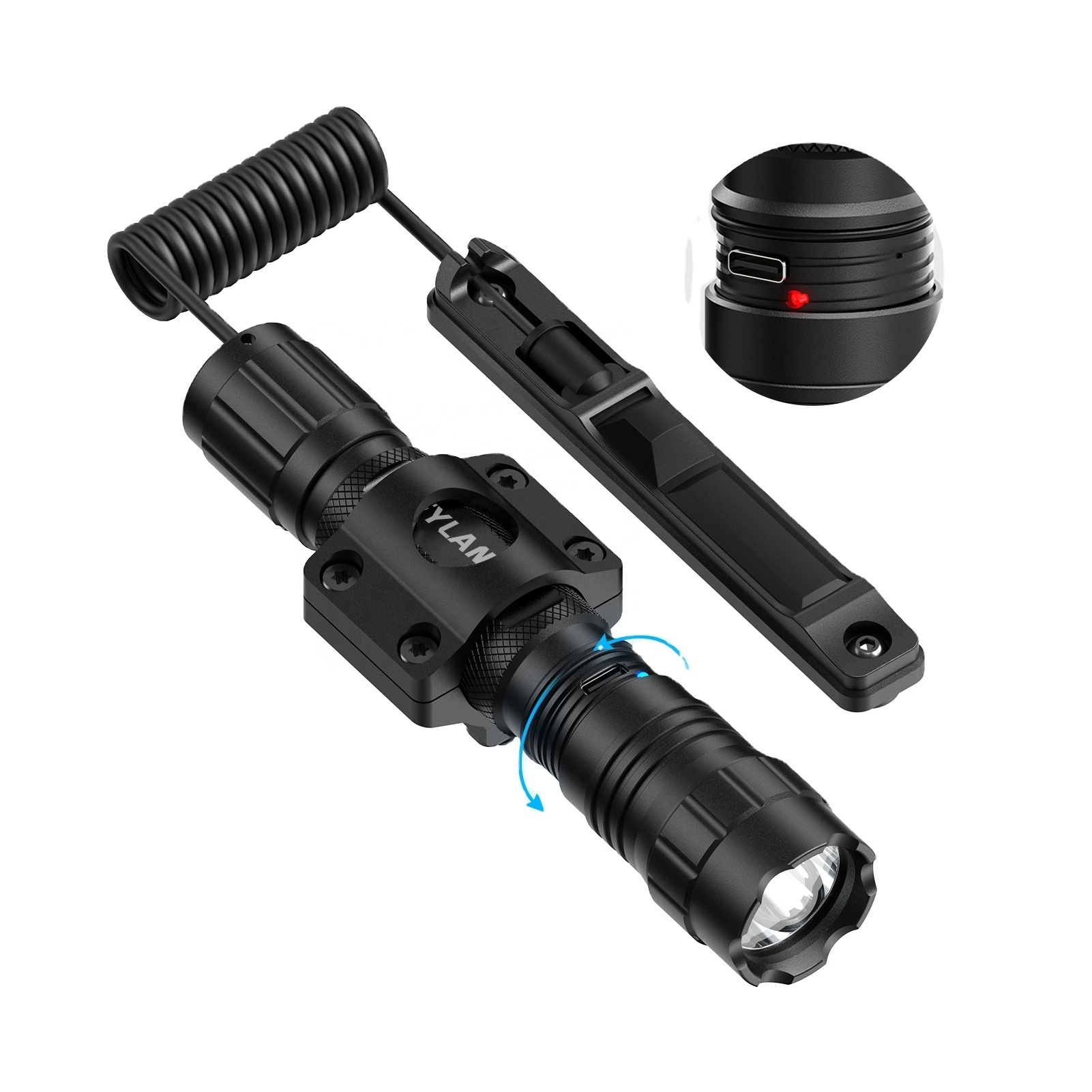 4.2V Rechargeable Led Tactical Hunting Laser Outdoor Flashlights Camping Waterproof Portable Flashlight