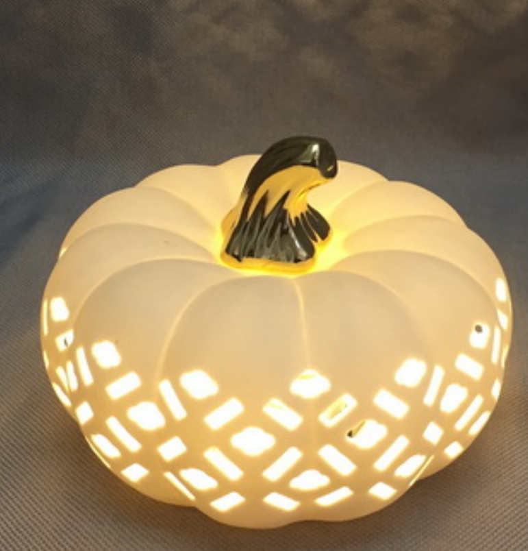 Ceramic Porcelain Pumpkin Lantern for Holiday Decoration