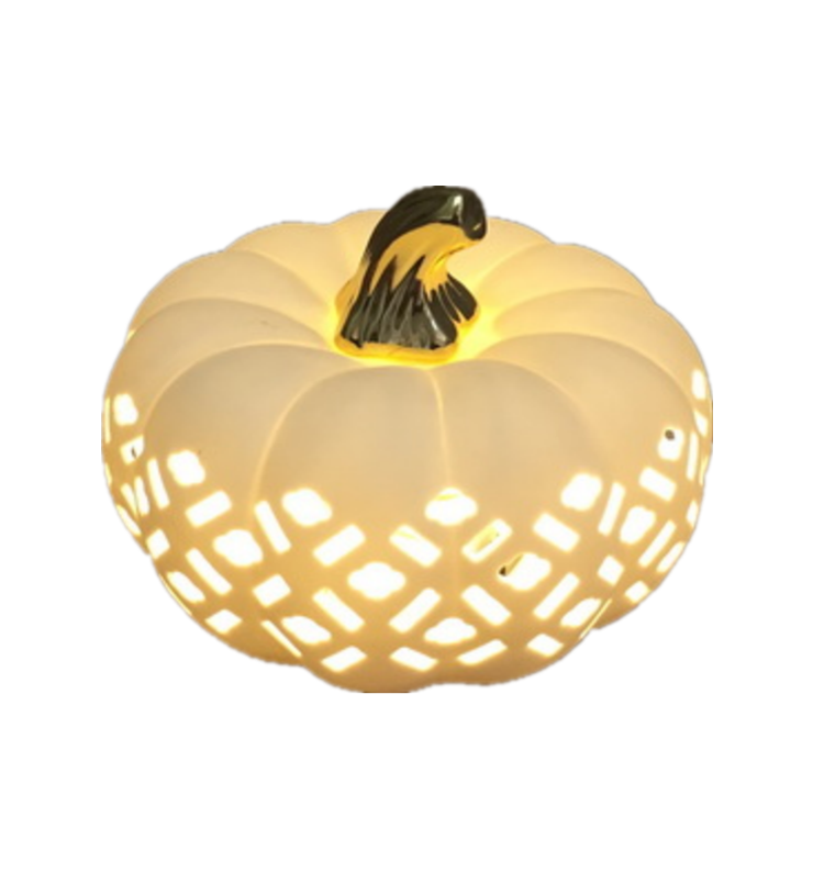 Ceramic Porcelain Pumpkin Lantern for Holiday Decoration