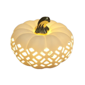 Ceramic Porcelain Pumpkin Lantern for Holiday Decoration