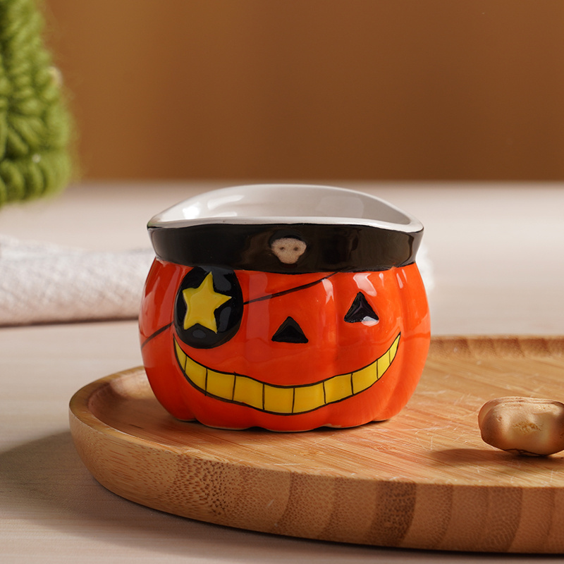 Popular gift item halloween decorative home decoration pumpkin nordic ceramic candle holders