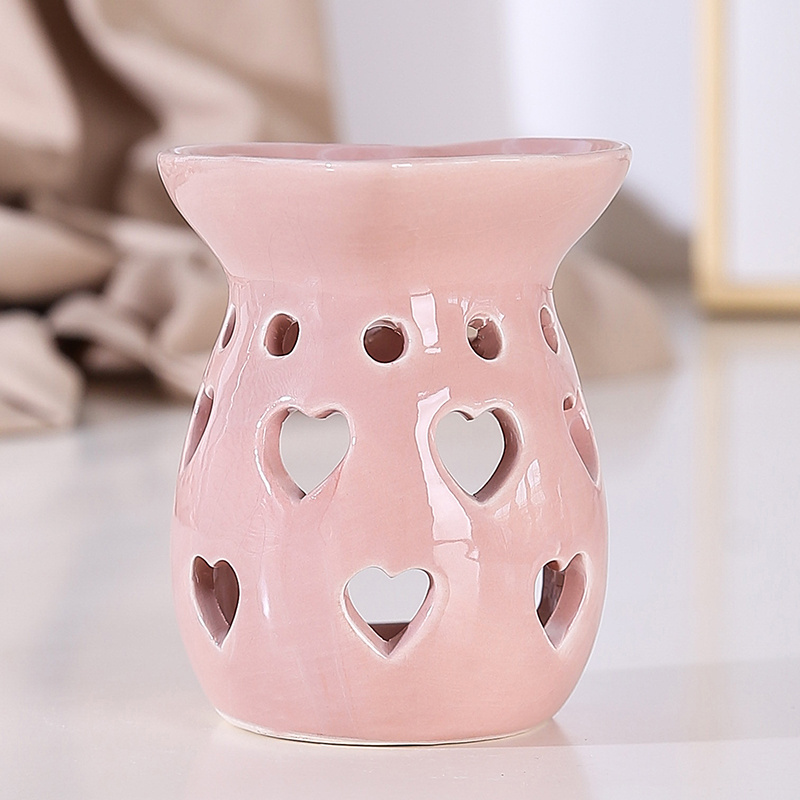 Wholesale Nordic Modern Mini Custom Wax Warmer Aroma Pink Ceramic Tea Light Essential Ceramic Oil Burner