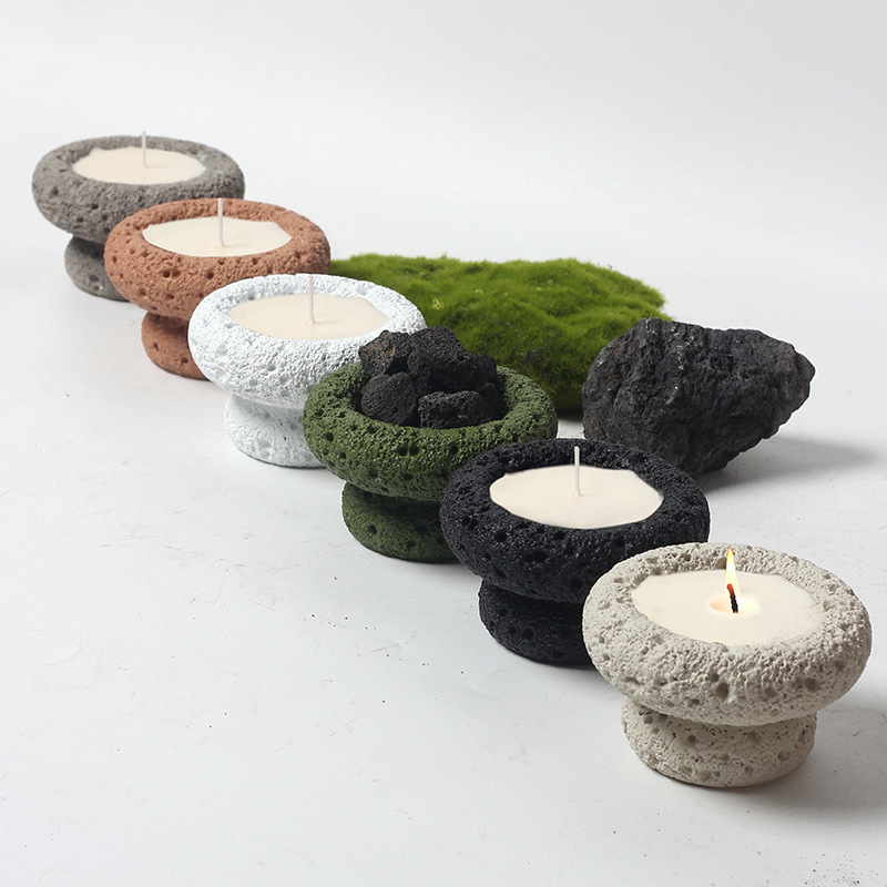 Wholesale  nordic  style empty  cement candle pot matte color candle  jar cement candle stand