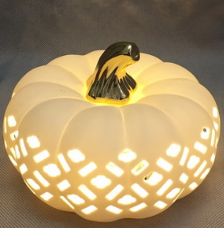 Ceramic Porcelain Pumpkin Lantern for Holiday Decoration