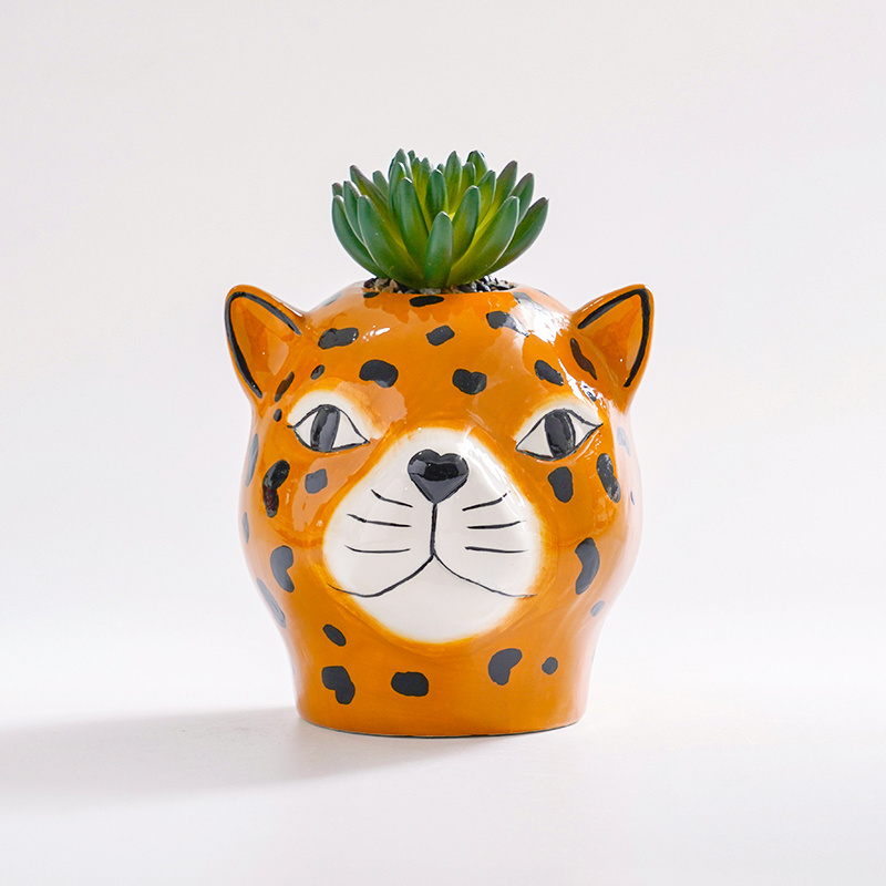 Tiger Shape Ceramic Planter Ceramic Glazed Flower Pot Unique  Ceramic Succulent  Pot