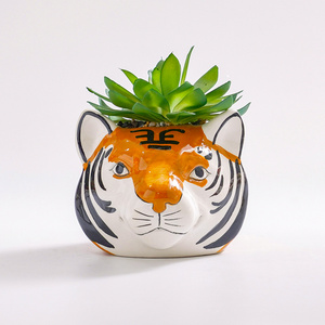 Tiger Shape Ceramic Planter Ceramic Glazed Flower Pot Unique  Ceramic Succulent  Pot